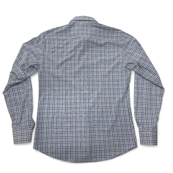 Mizzen+Main Leeward Mens Dress Shirt Large Trim Fit Blue Plaid Long Sleeve - Picture 12 of 12